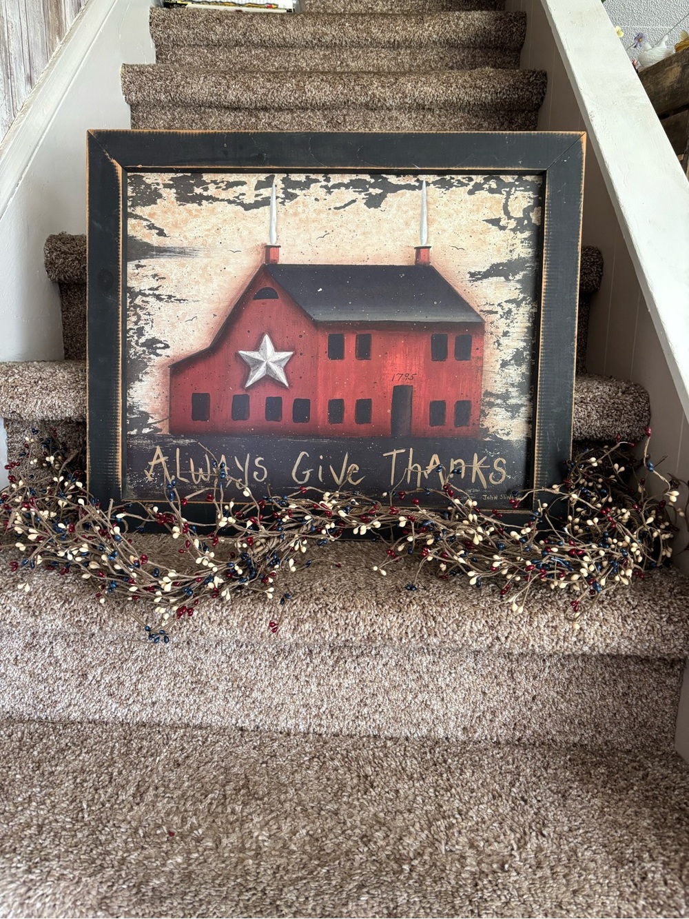 Home Holiday "Always Give Thanks" Red Barn Wall Art